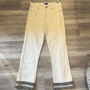1 .STATE White High-Waisted Jeans with Fringe